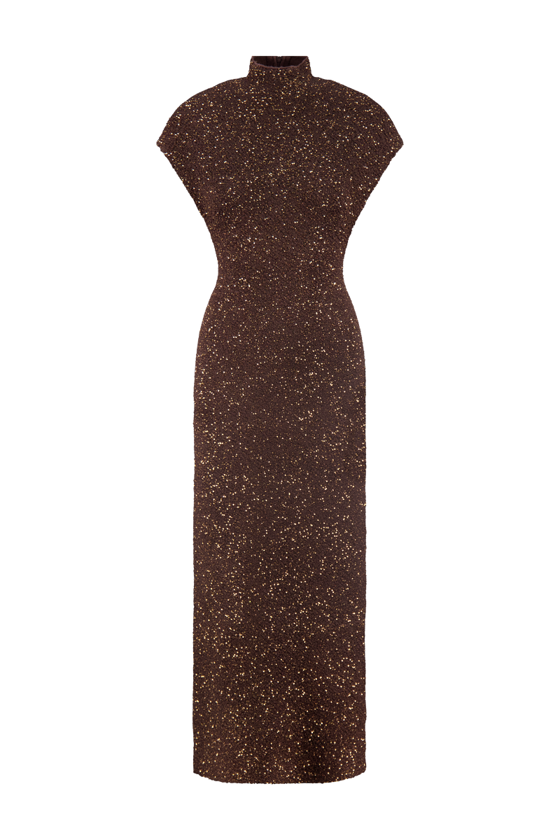 Sequin Knit Mock Neck Dress