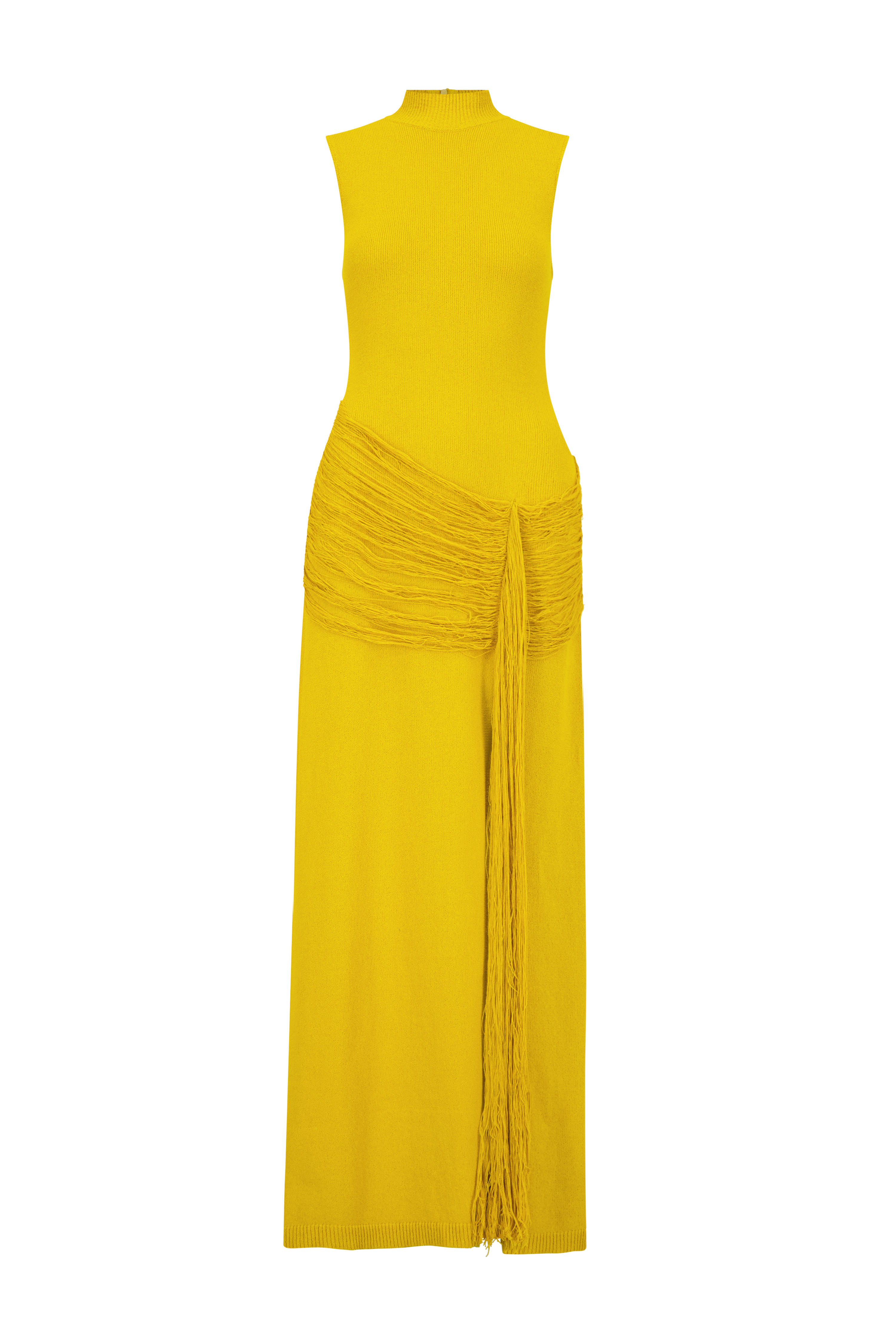 Fringe Detail Knit Mock Neck Dress  Lela Rose