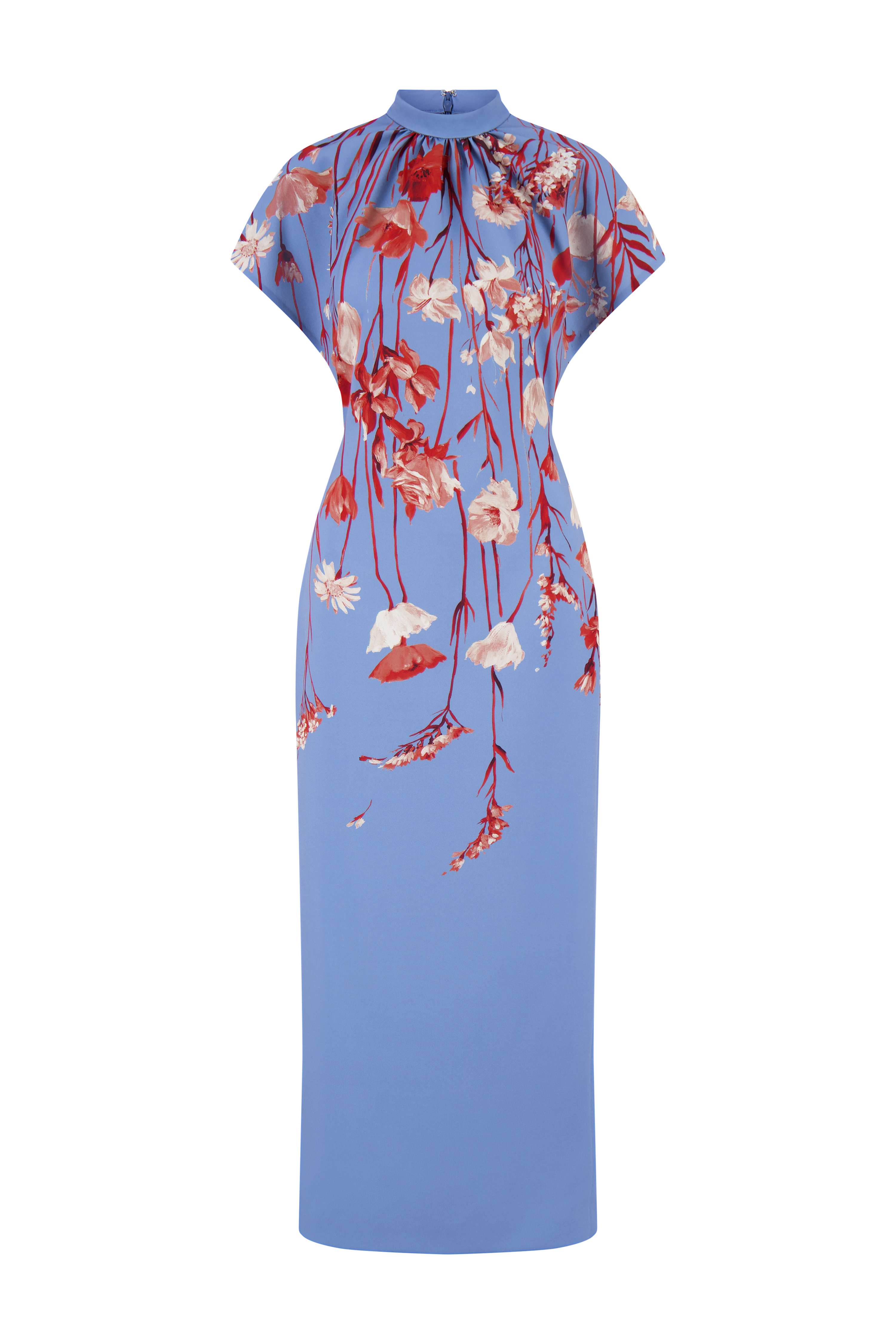 Lela Rose Floral Crepe Stella Dress - Blue Lela Rose Floral Crepe Stella Dress - Blue