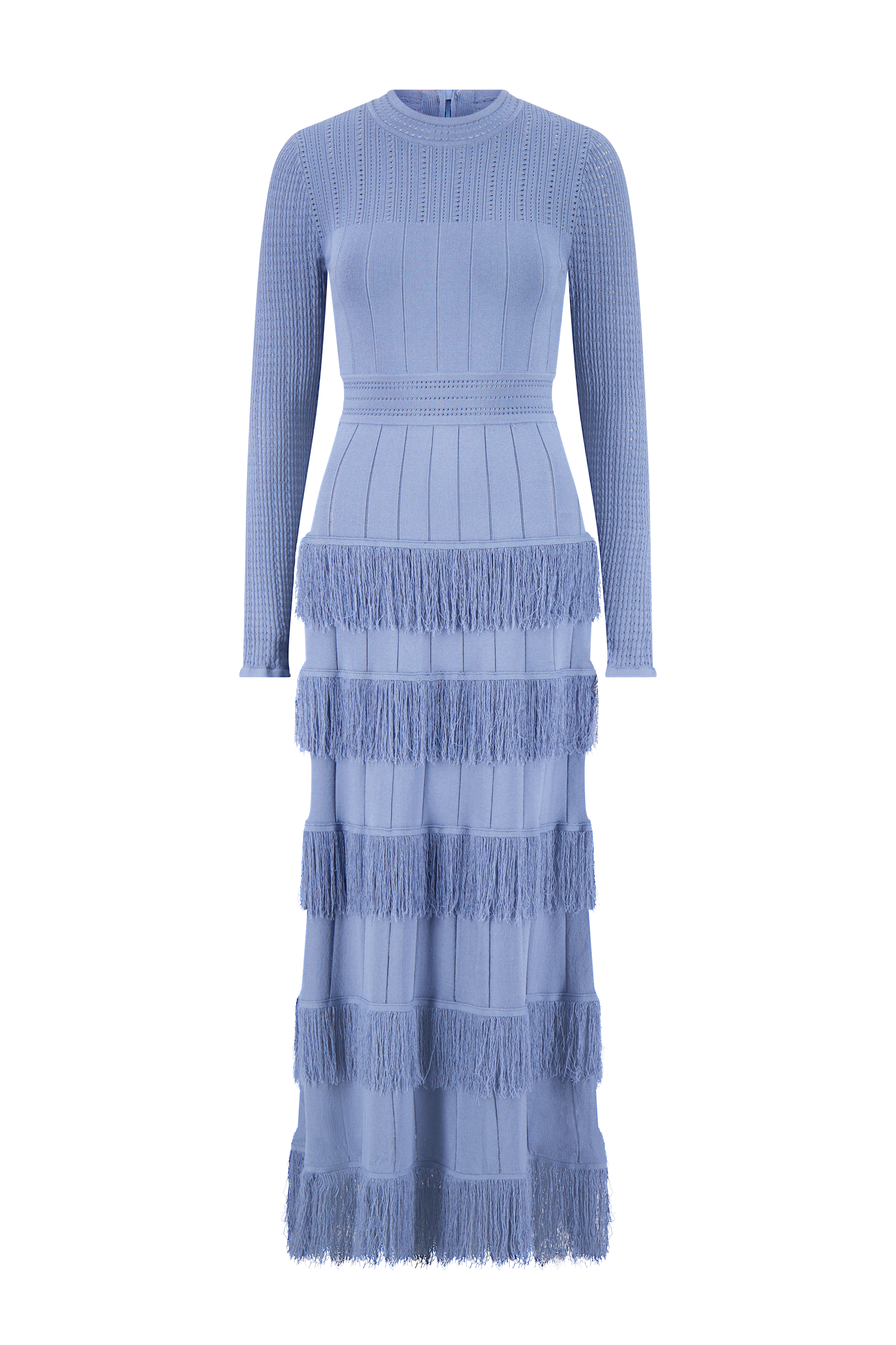 Fringe Detail Knit Piper Dress Lela Rose Fringe Detail Knit Piper Dress Lela Rose