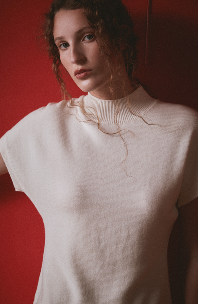 Cap Sleeve Mock Neck Knit