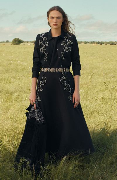 Corded Embroidery Cotton Poplin Shirt