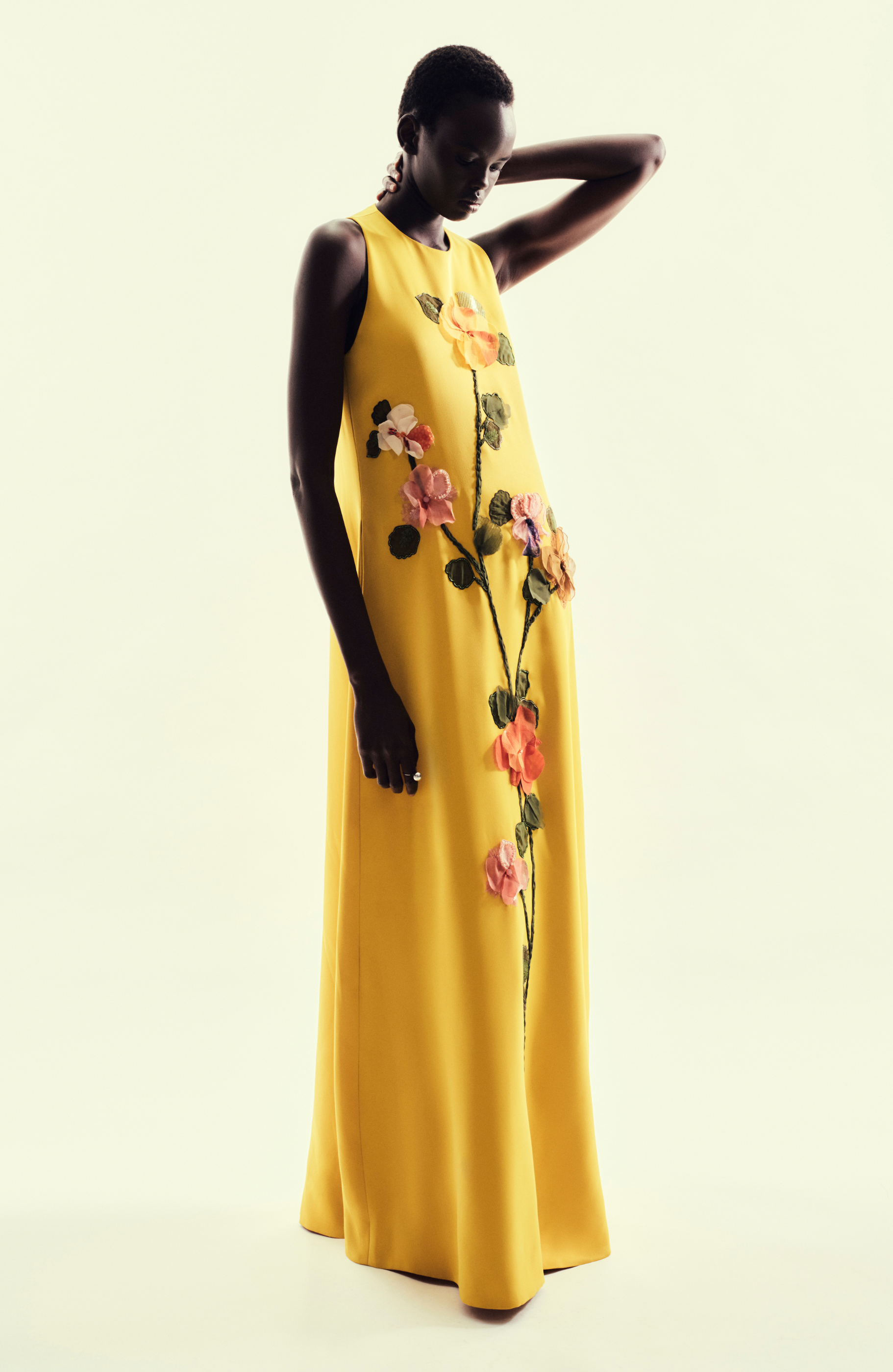 バレエ type K boat neck/flower embroidery latte Boat Neck Sleeveless Boat Neck Arak Dress with Lilac Floral