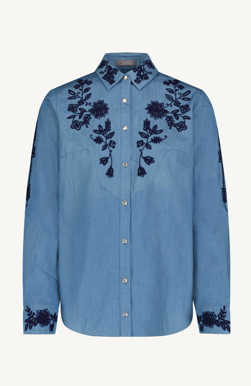 Floral Seed Bead Classic Ranch Shirt