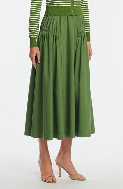 Tech Poplin Shirred Skirt