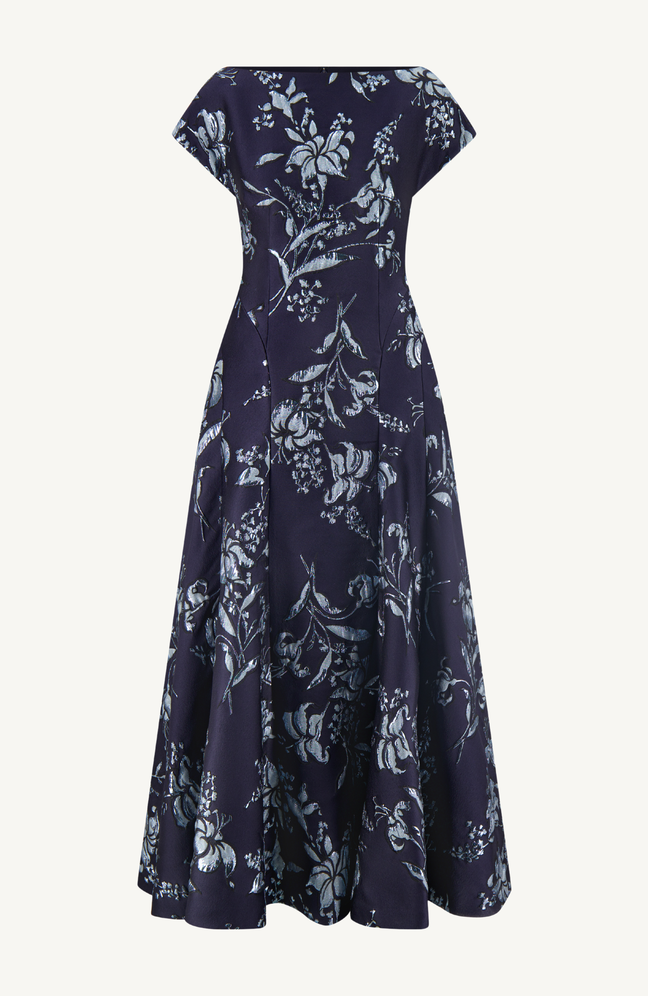 Metallic Floral Jacquard Seam Detail Dress Lela Rose Metallic Floral Jacquard Seam Detail Dress Lela Rose