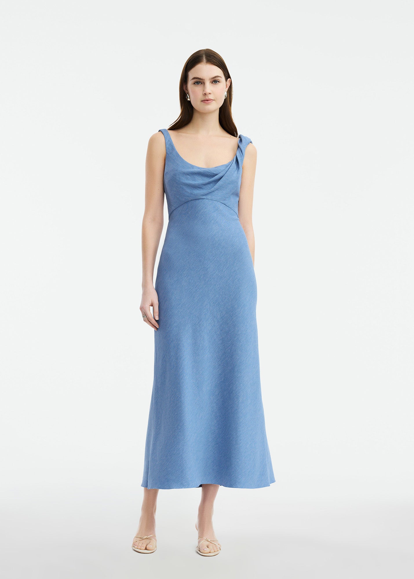 Linen Twist Detail Dress Bluebell / 18 / PF269633 Linen Twist Detail Dress Bluebell / 18 / PF269633