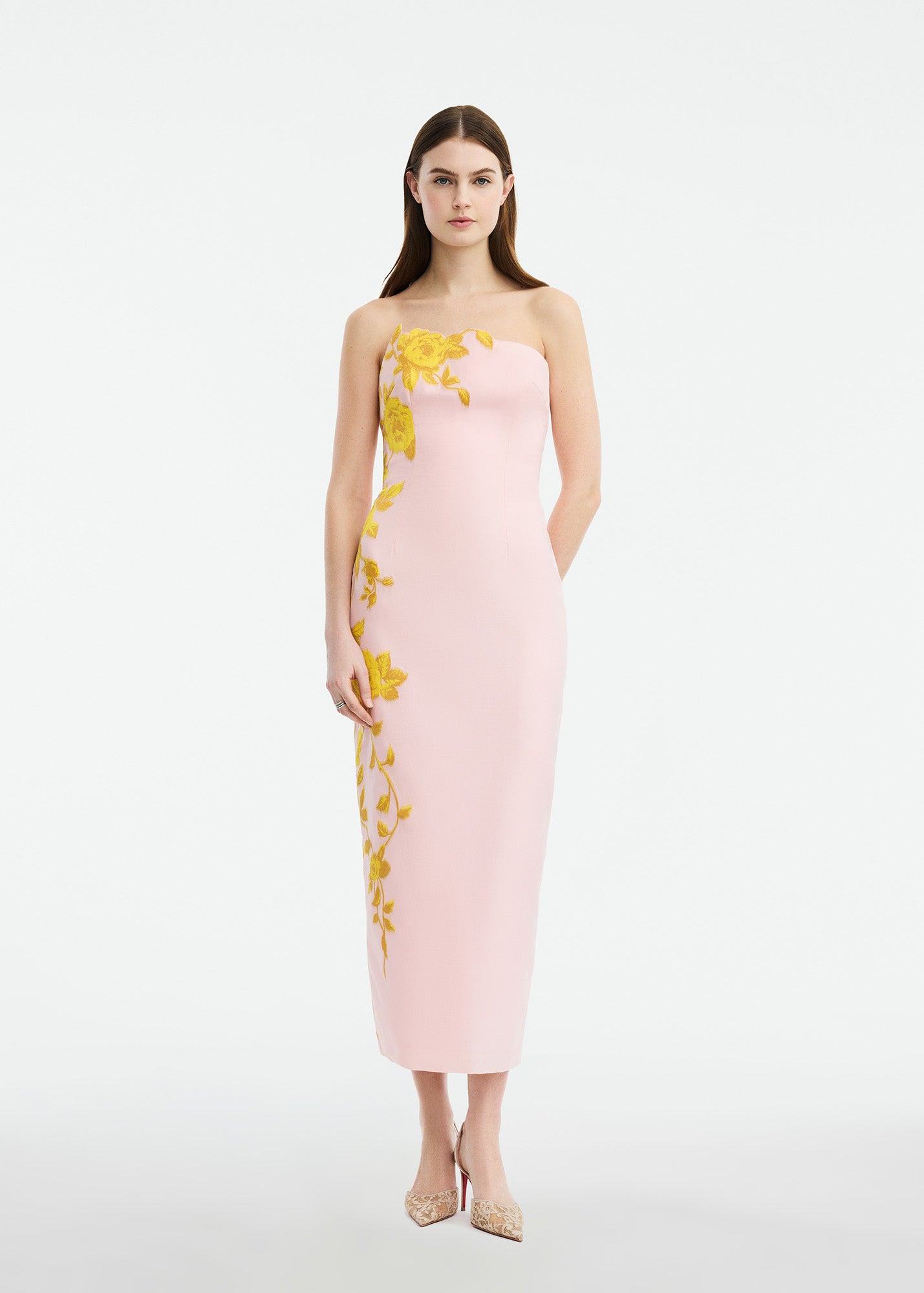 Rose Fil Coupe Strapless Dress Peony/Sunflower / 2 / PF269608