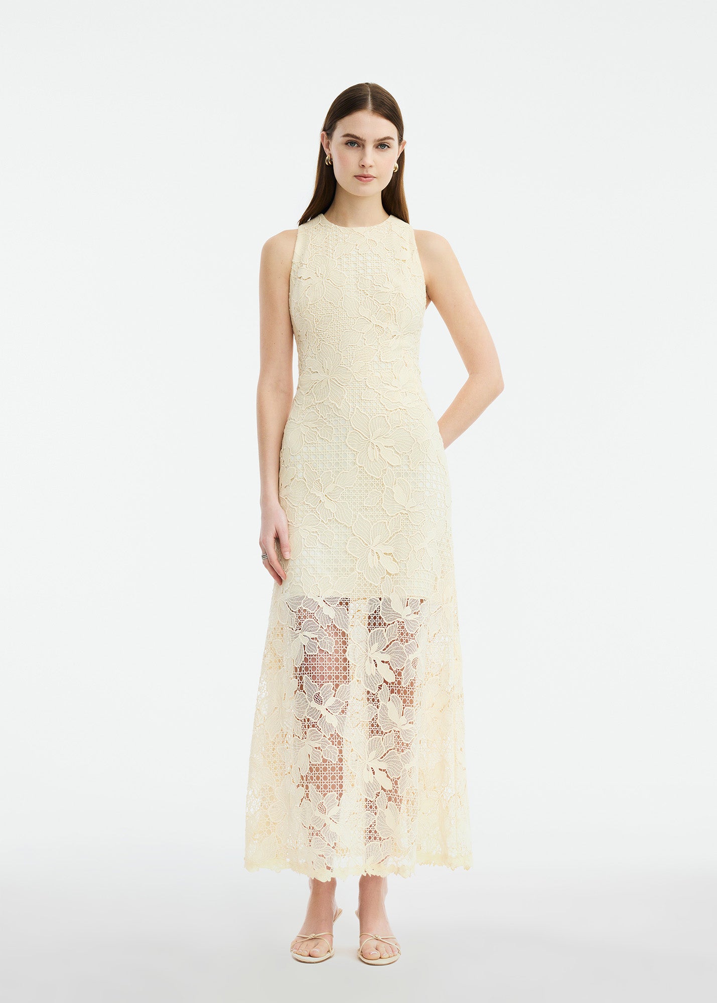 slim fit dress slacks Lattice Guipure Lace Midi Dress – Lela Rose