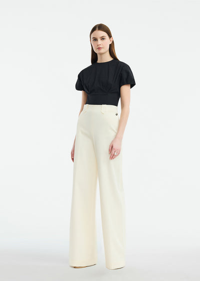 Cotton Poplin Bubble Sleeve Top