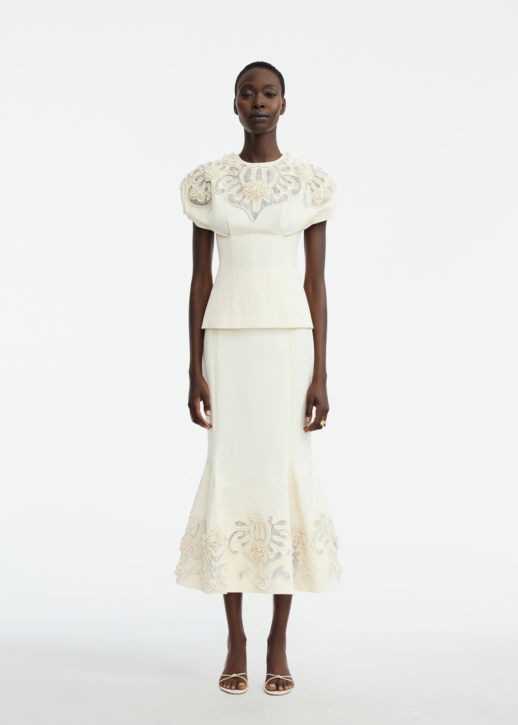 Cord Embroidered Stretch Cotton Trumpet Skirt – Lela Rose