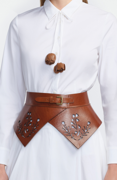 Leather Floral Lasercut Belt