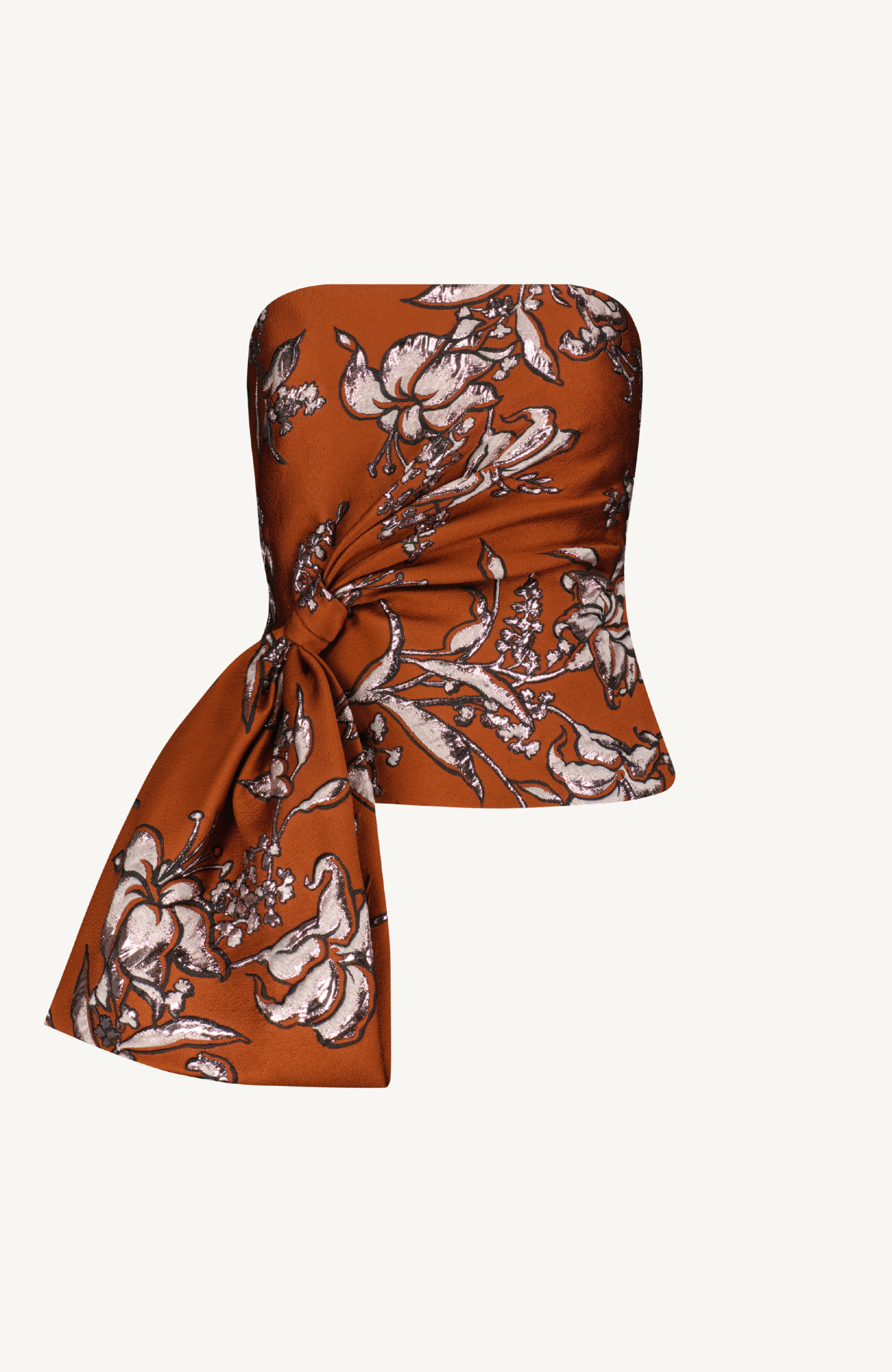 Metallic Floral Jacquard Strapless Cascade Top – Lela Rose