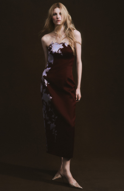 Rose Fil Coupe Strapless Dress