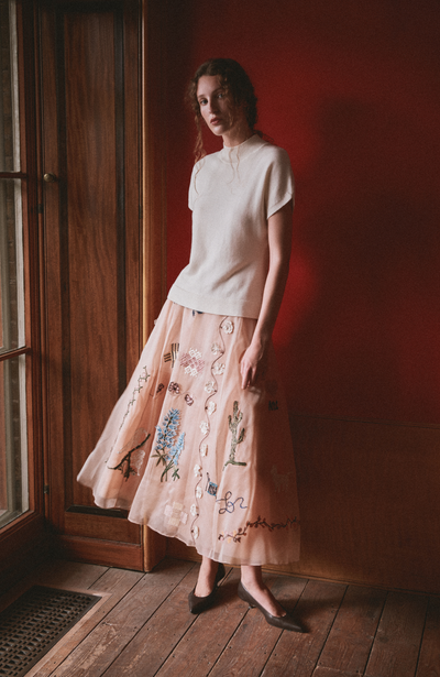 Sampler Embroidered Tulle Skirt