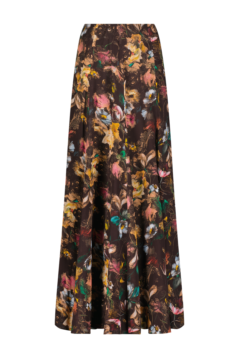 Floral Printed Chiffon Trumpet Skirt