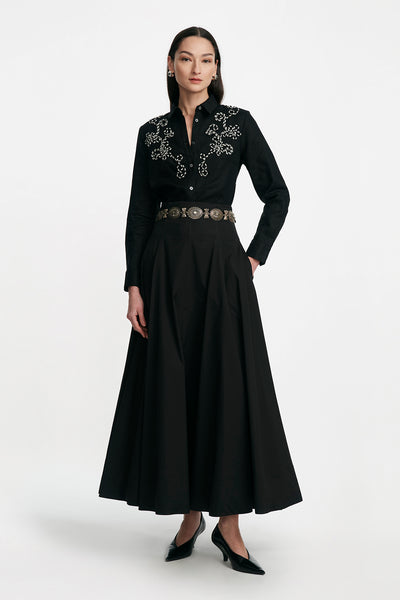 Corded Embroidery Cotton Poplin Shirt