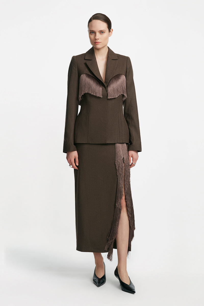 Garden Wool Fringe Detail Blazer