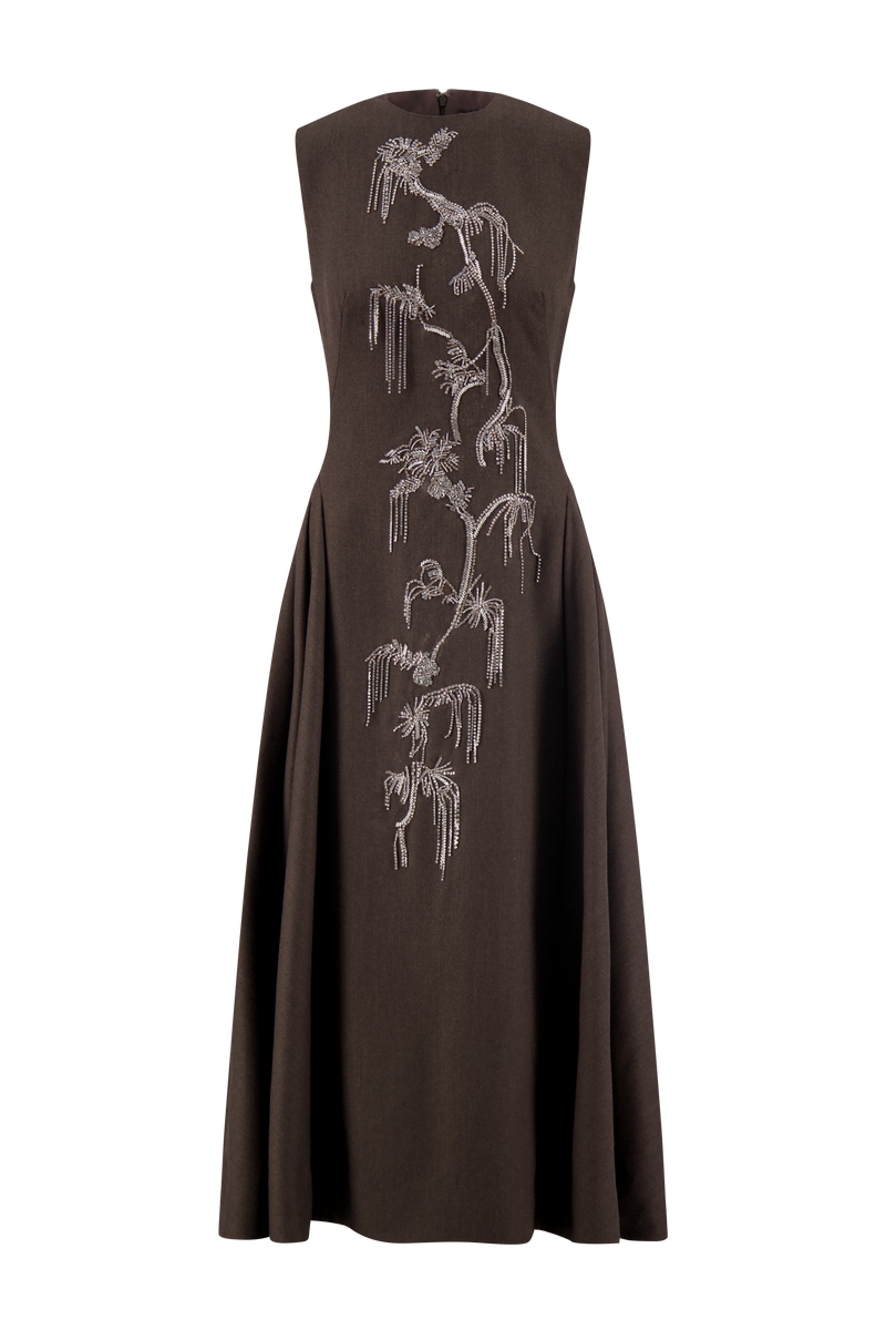 Crystal Embroidery Sleeveless A Line Dress