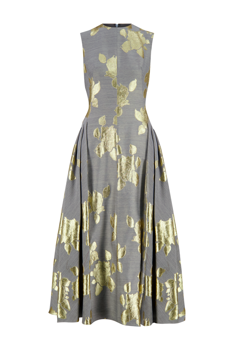 Floral Fil Coupe Sleeveless A Line Dress