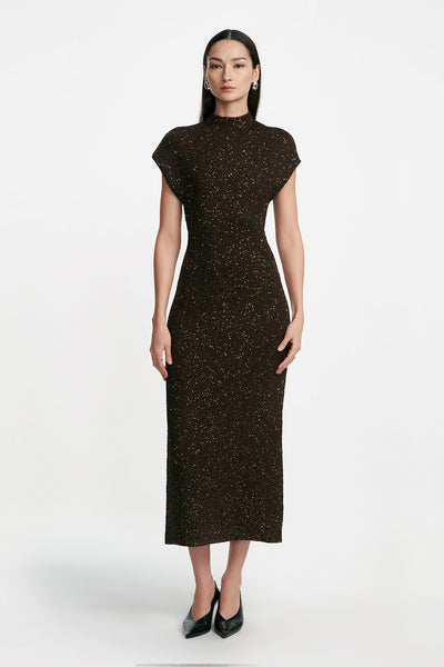 Sequin Knit Mock Neck Dress