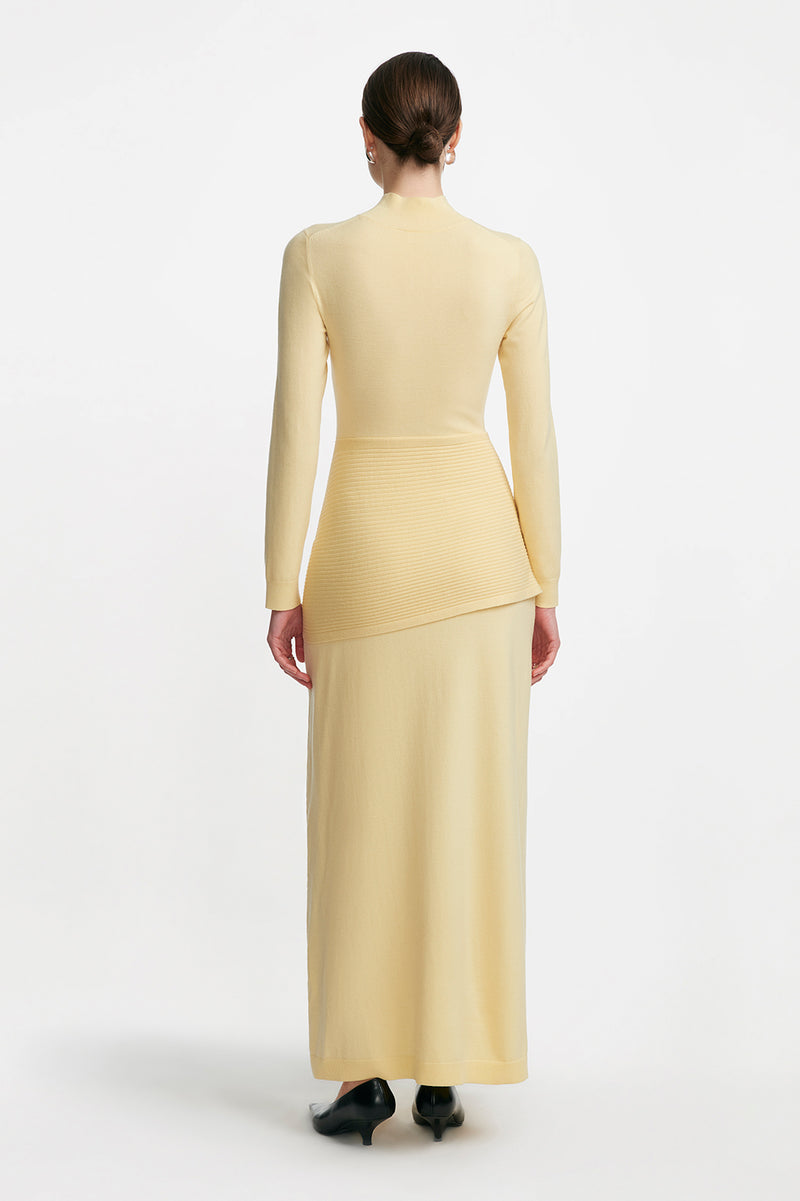 Merino Wool Knit Mock Neck Wrap Dress