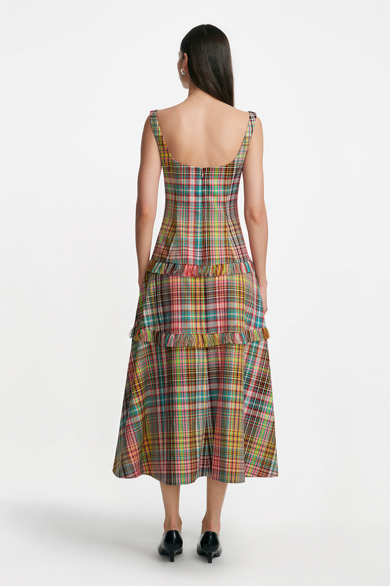 Handloomed Plaid Full Skirt Dress