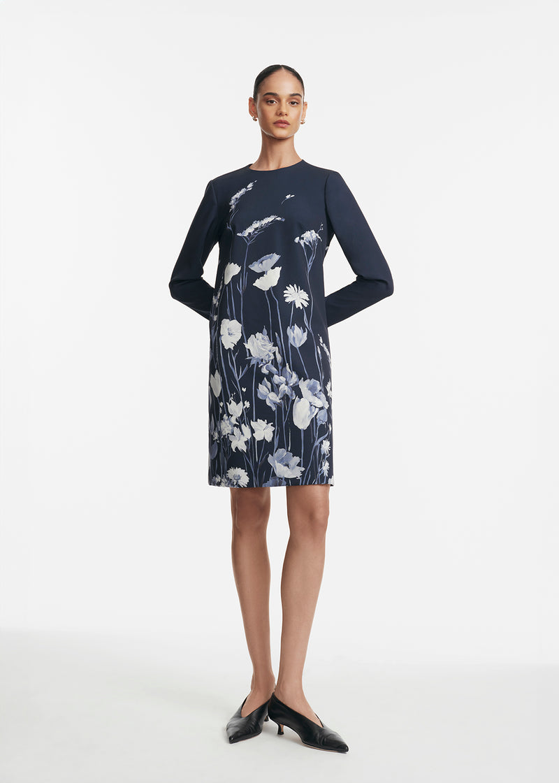 Floral Crepe Long Sleeve Kelly Dress