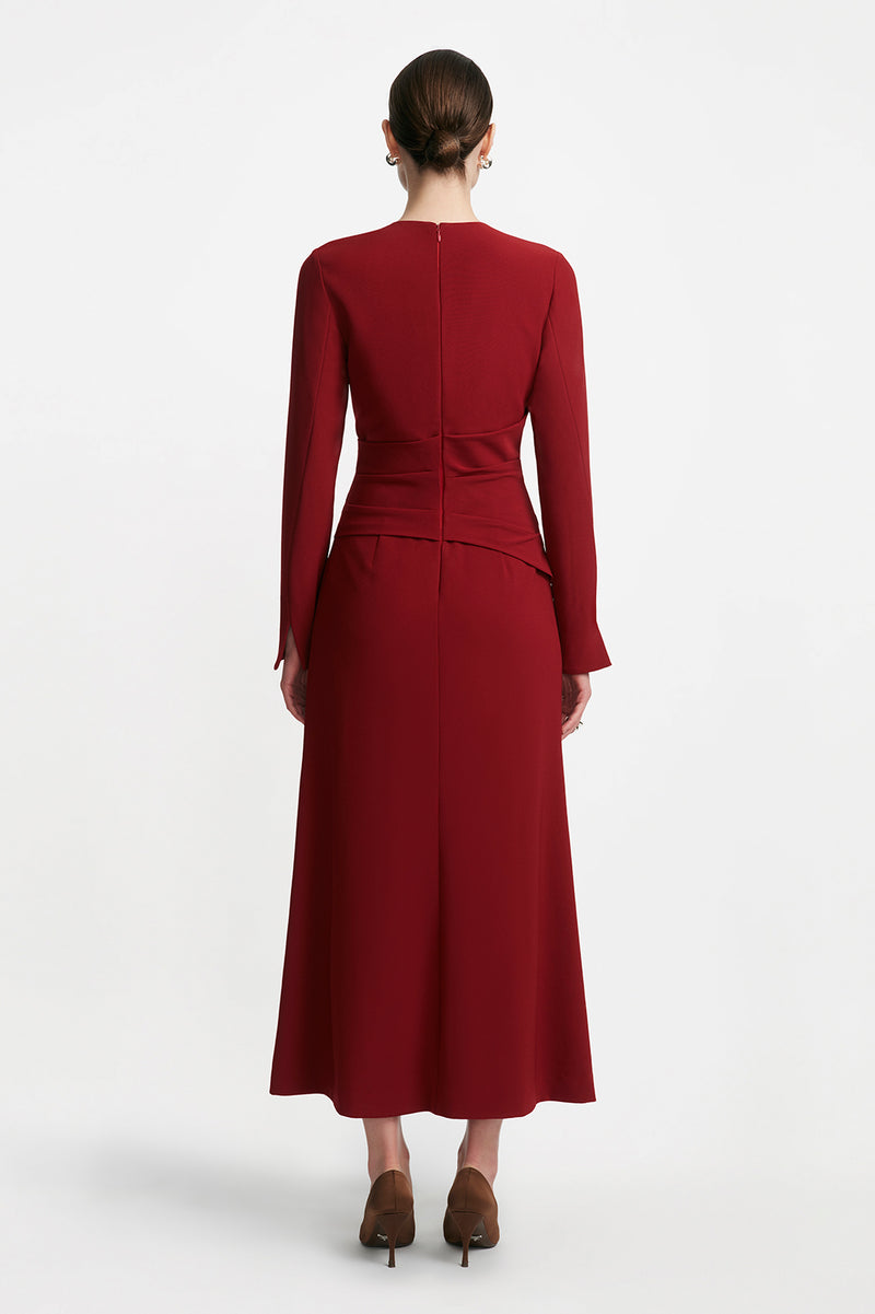 Floral Embroidery Long Sleeve Tie Waist Dress