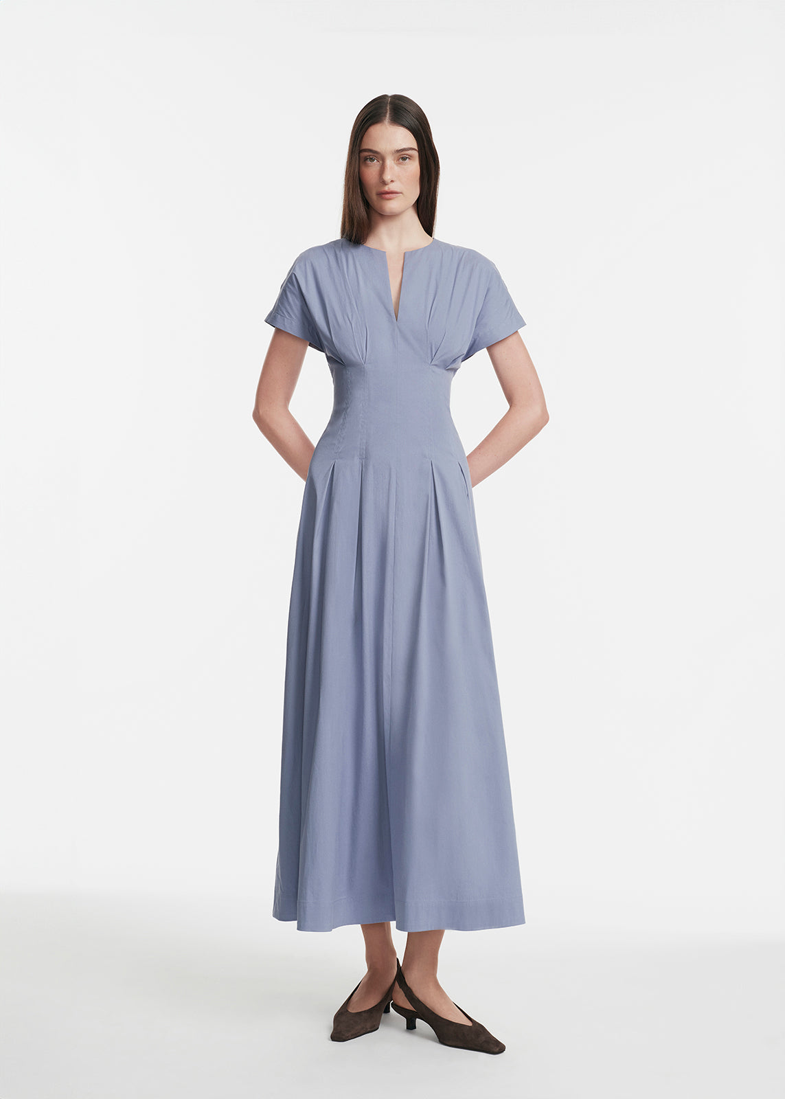 Lela Rose | Cotton Poplin Smocked Back Dress | Xs