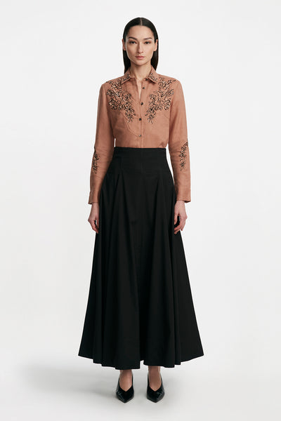 Sequin Floral Embroidery Shirt