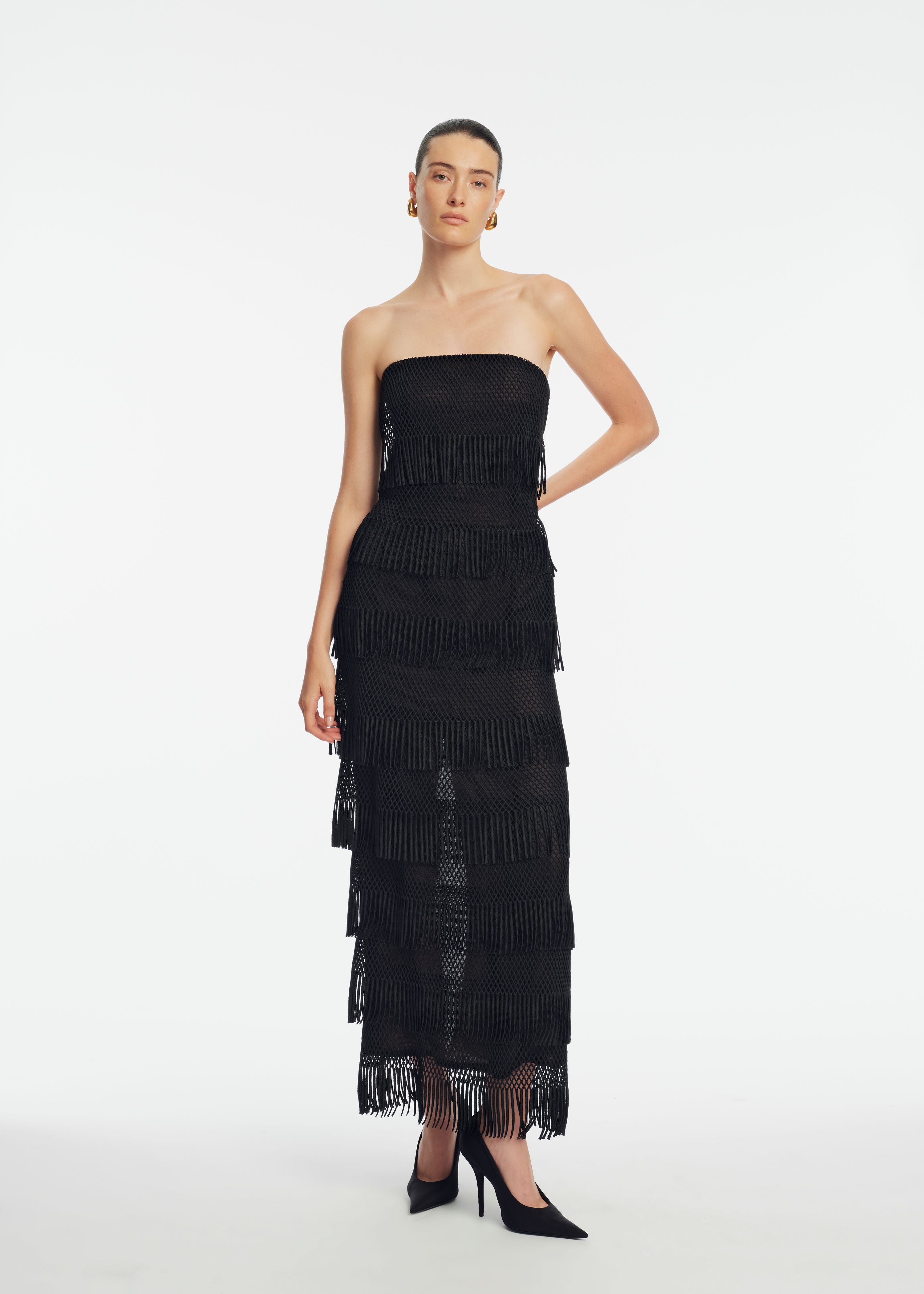 Lela Rose Macrame Lace Column Dress