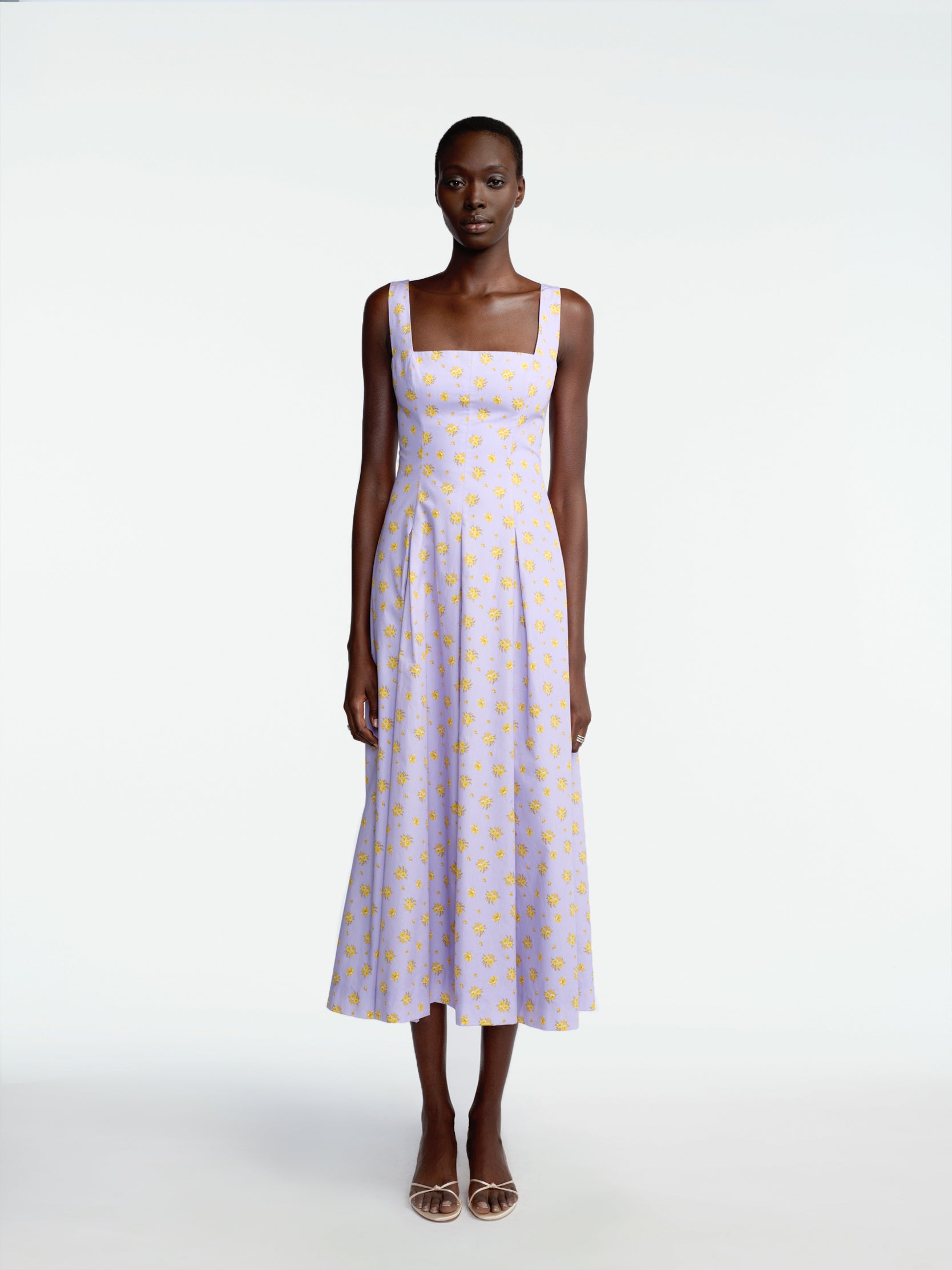 Floral Printed Cotton Caitlin Dress Lavender/Sunflower / 12 / PF269640