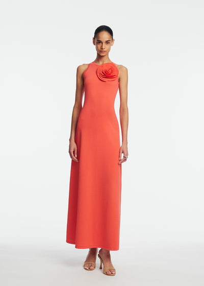 Rose Detail Knit Halter Dress