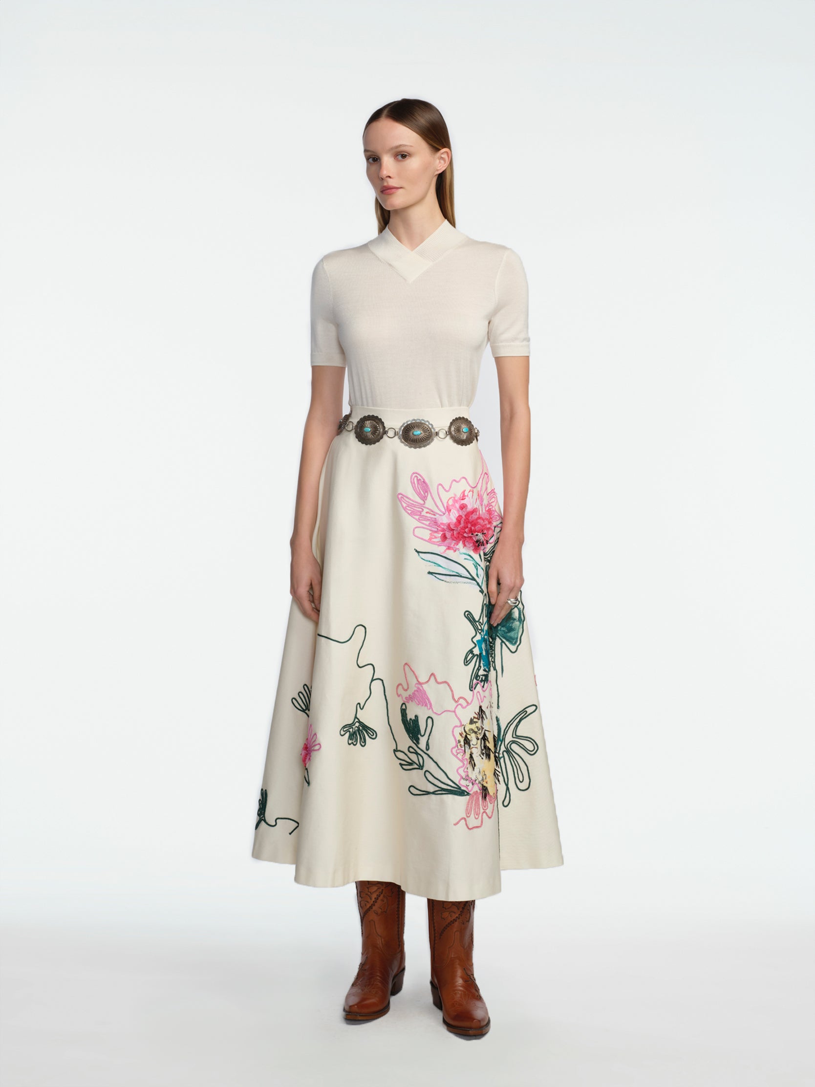 Embroidered Canvas Warbler Skirt – Lela Rose