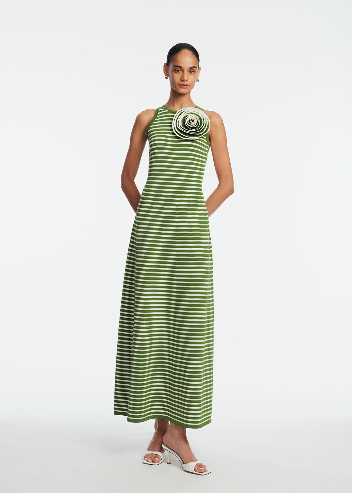 Rose Detail Knit Halter Dress – Lela Rose