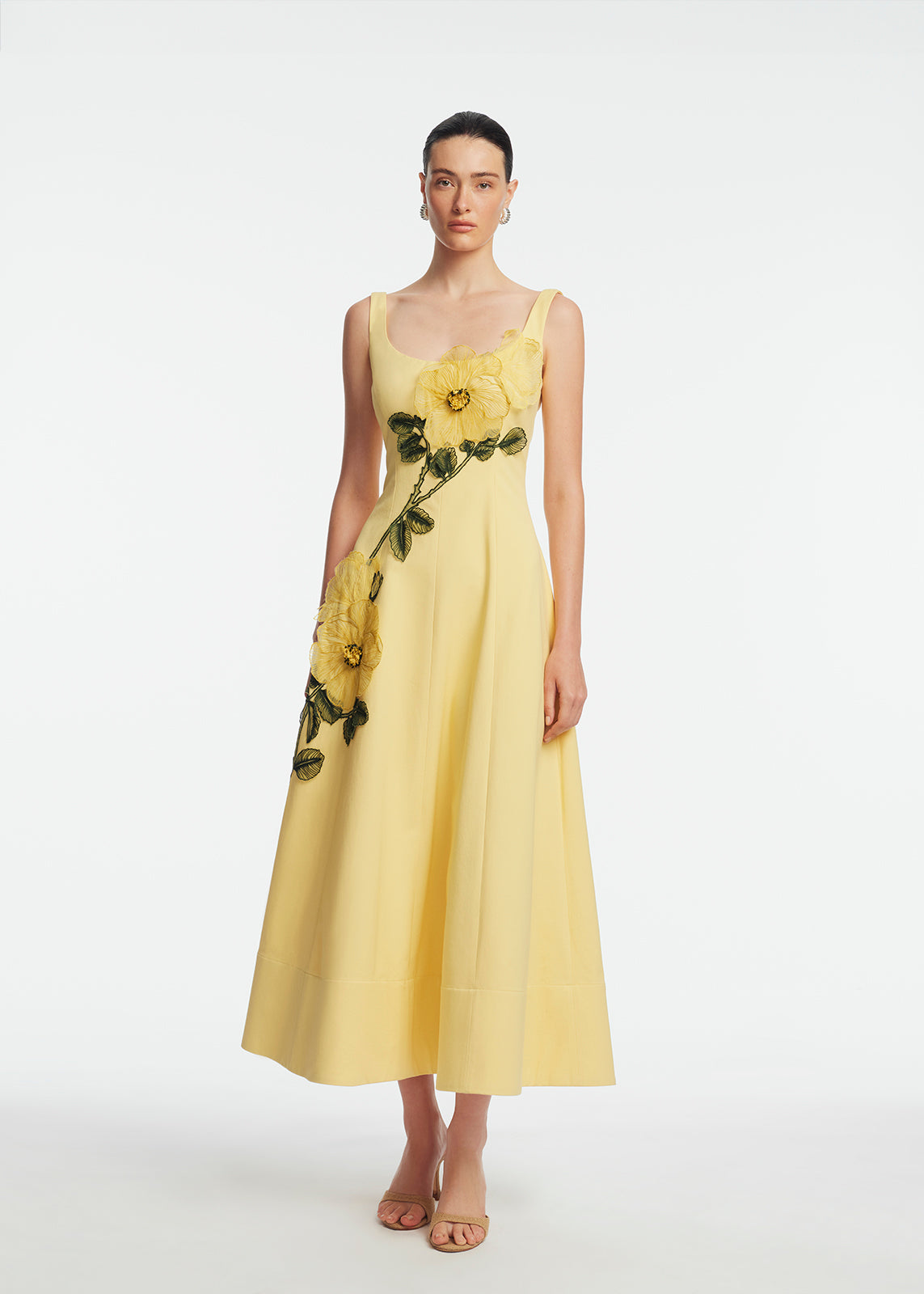 Peony Embroidered Stretch Cotton Full Dress – Lela Rose