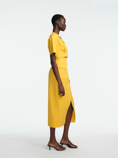 Stretch Cotton Asymmetrical Button Top
