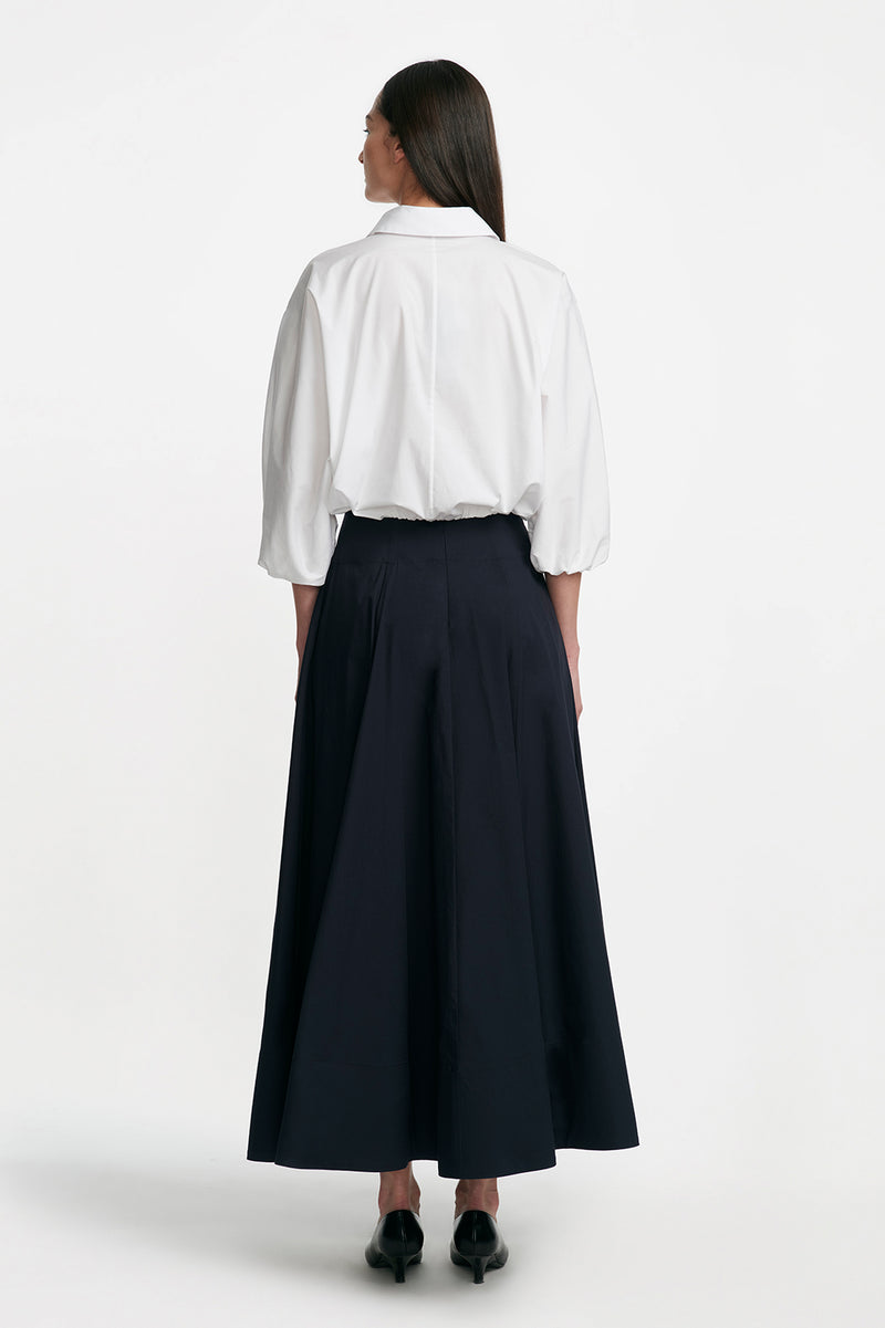 Cotton Poplin Long Sleeve Button Down Top