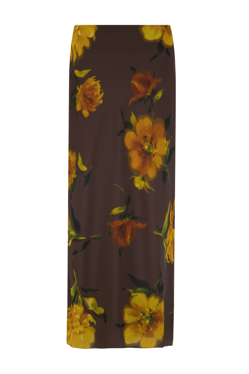 Floral Printed Chiffon Bias Skirt