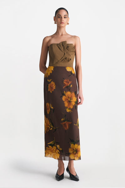 Floral Printed Chiffon Bias Skirt