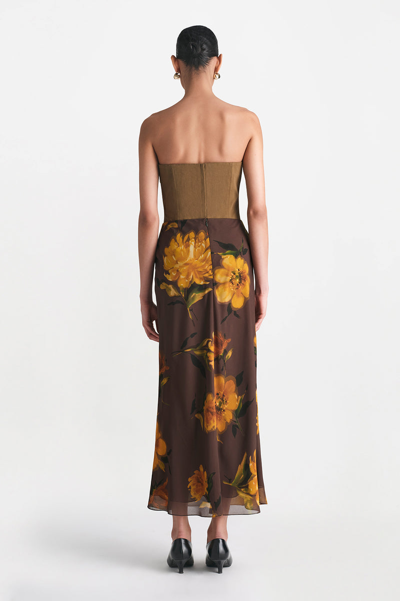 Floral Printed Chiffon Bias Skirt