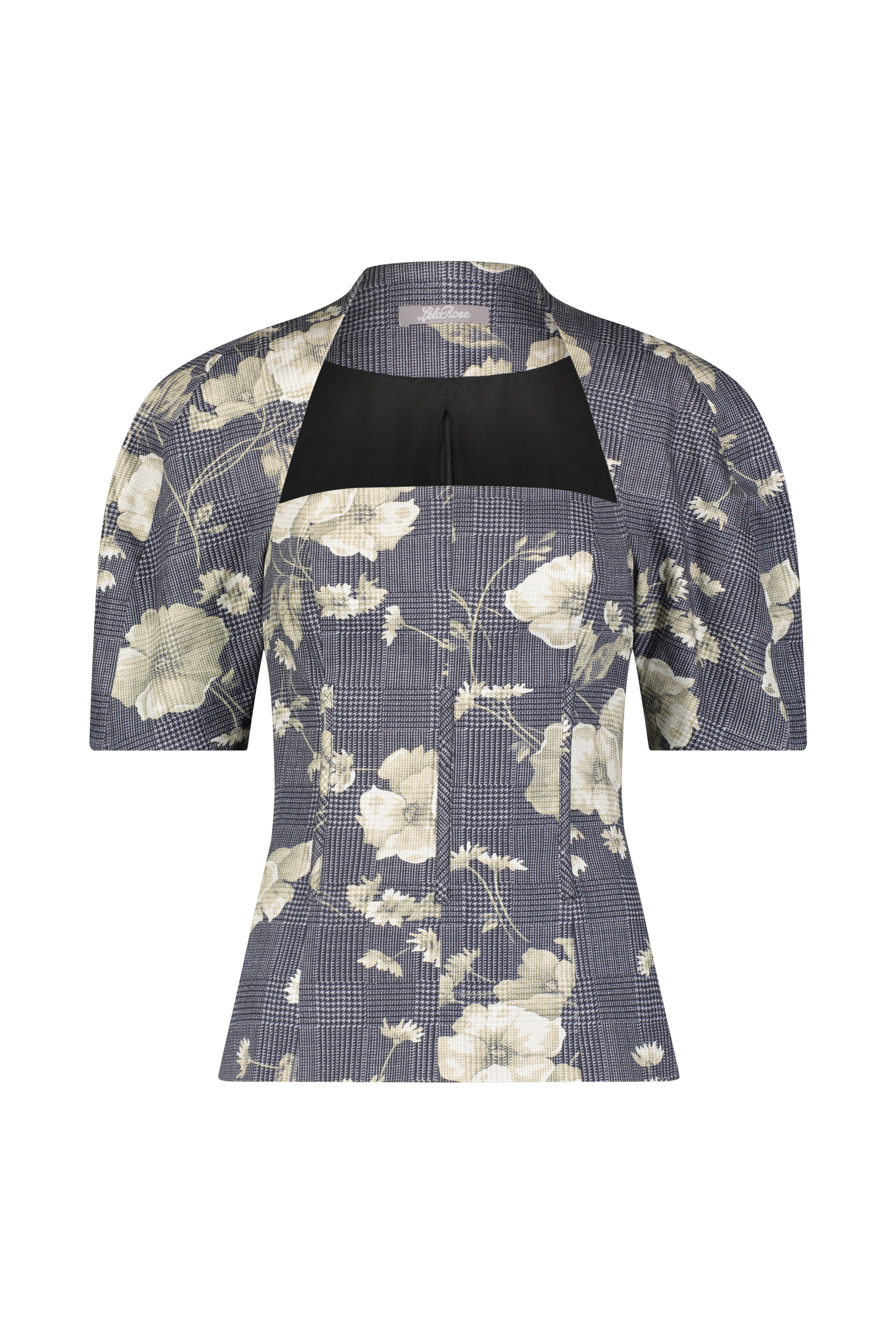 トップス elfelfarchives BUSTIER PRINTED TOP Floral Printed Glenn Plaid Twill Bustier Top – Lela Rose