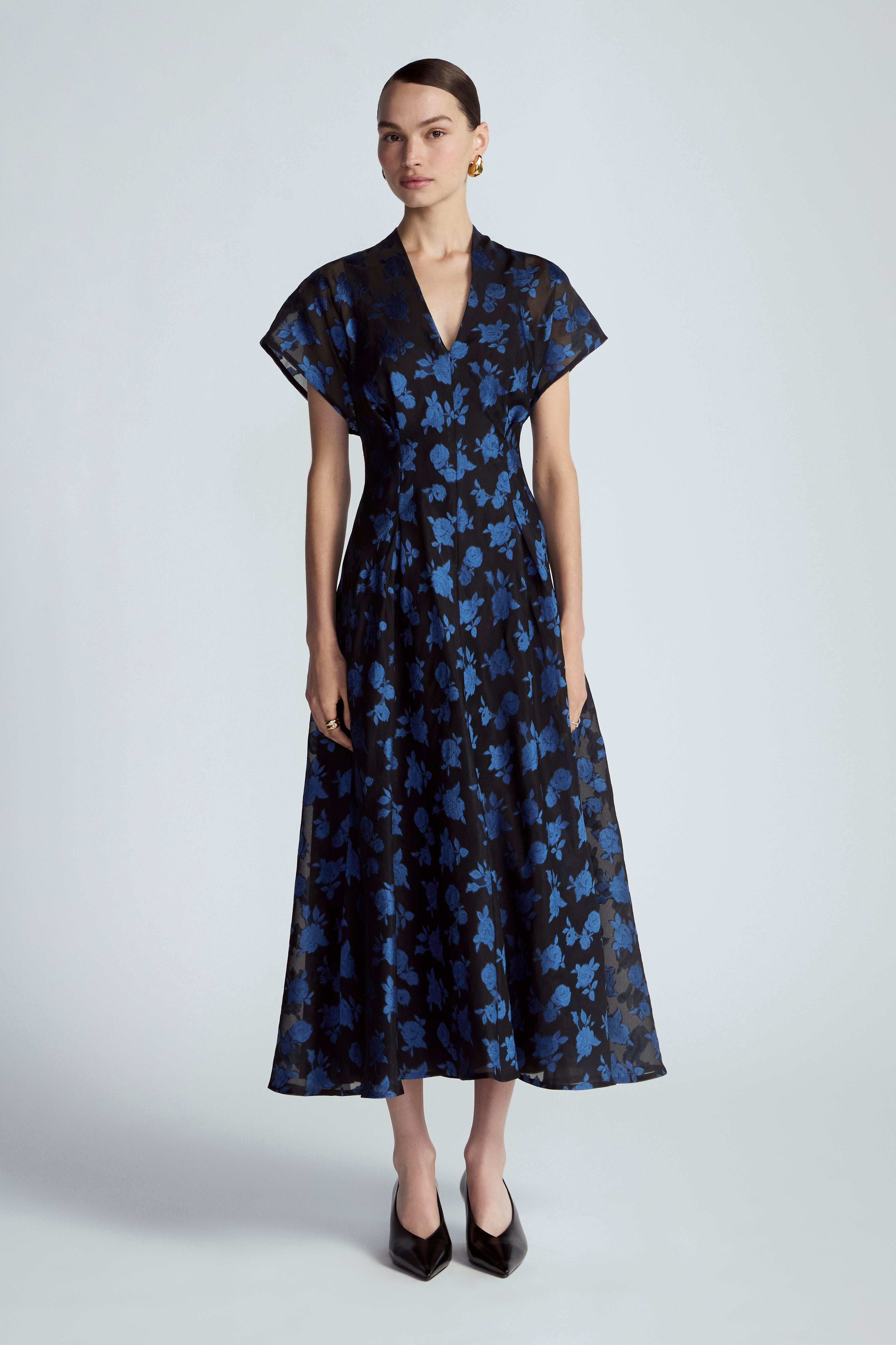 Floral Fil Coupe V-Neck A-line Dress – Lela Rose