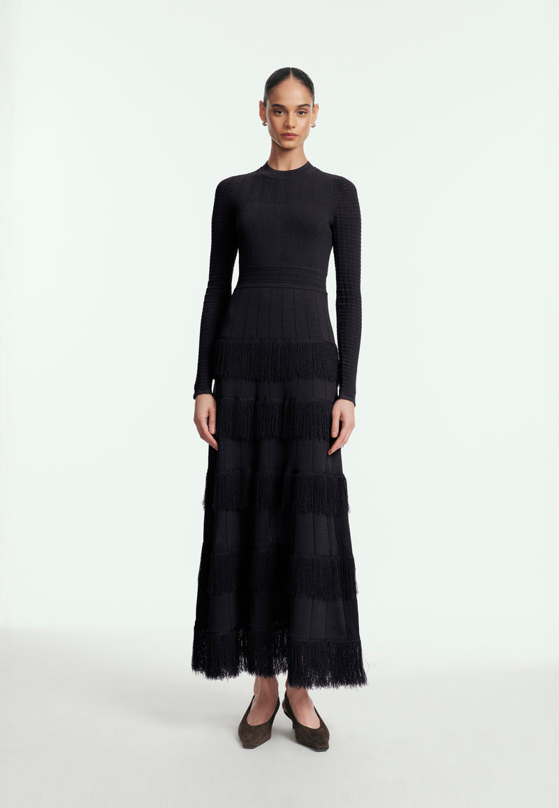 Fringe Detail Knit Piper Dress
