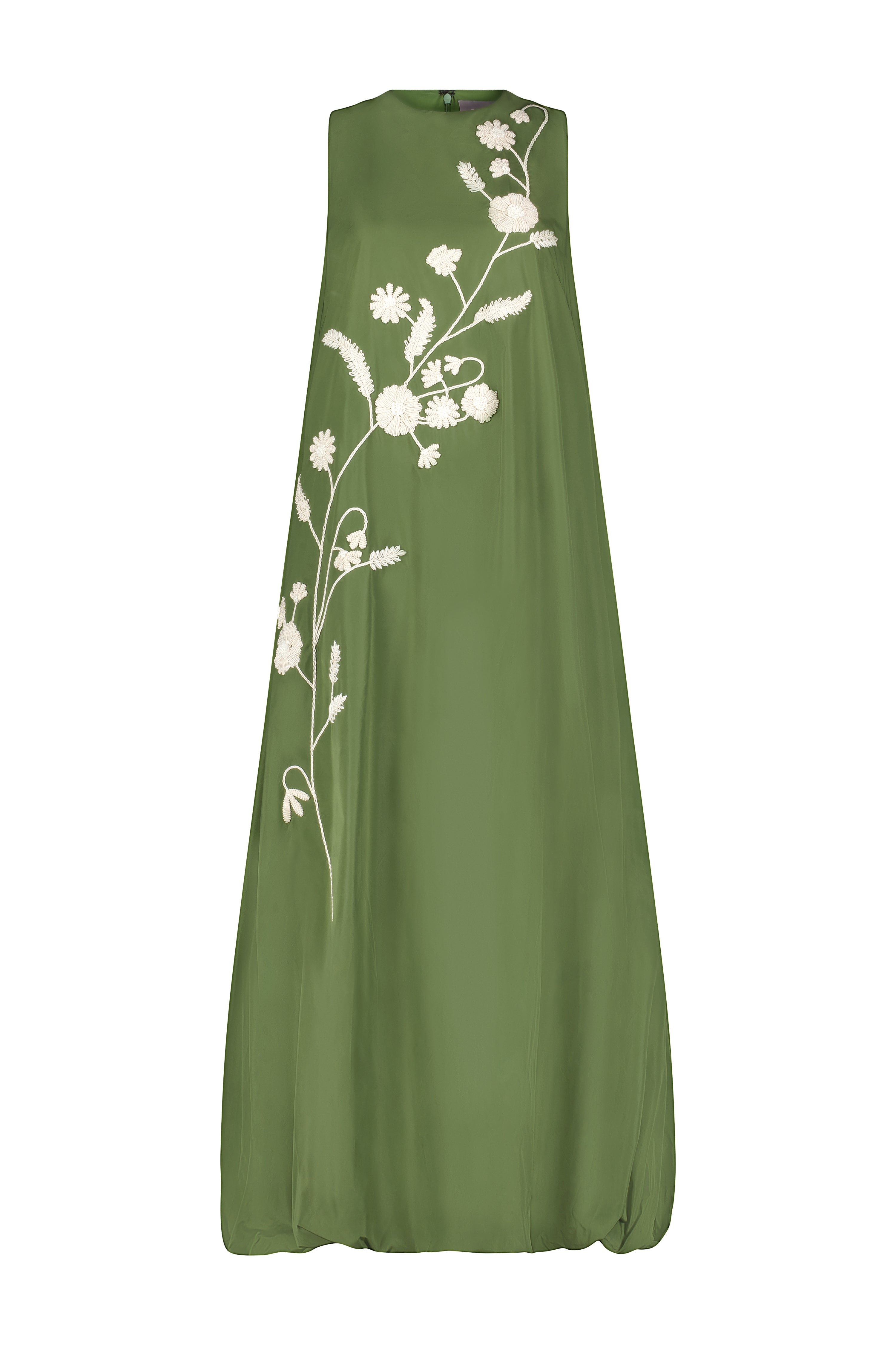 Corded Floral Embroidery Sleeveless Bubble Midi Dress – Lela