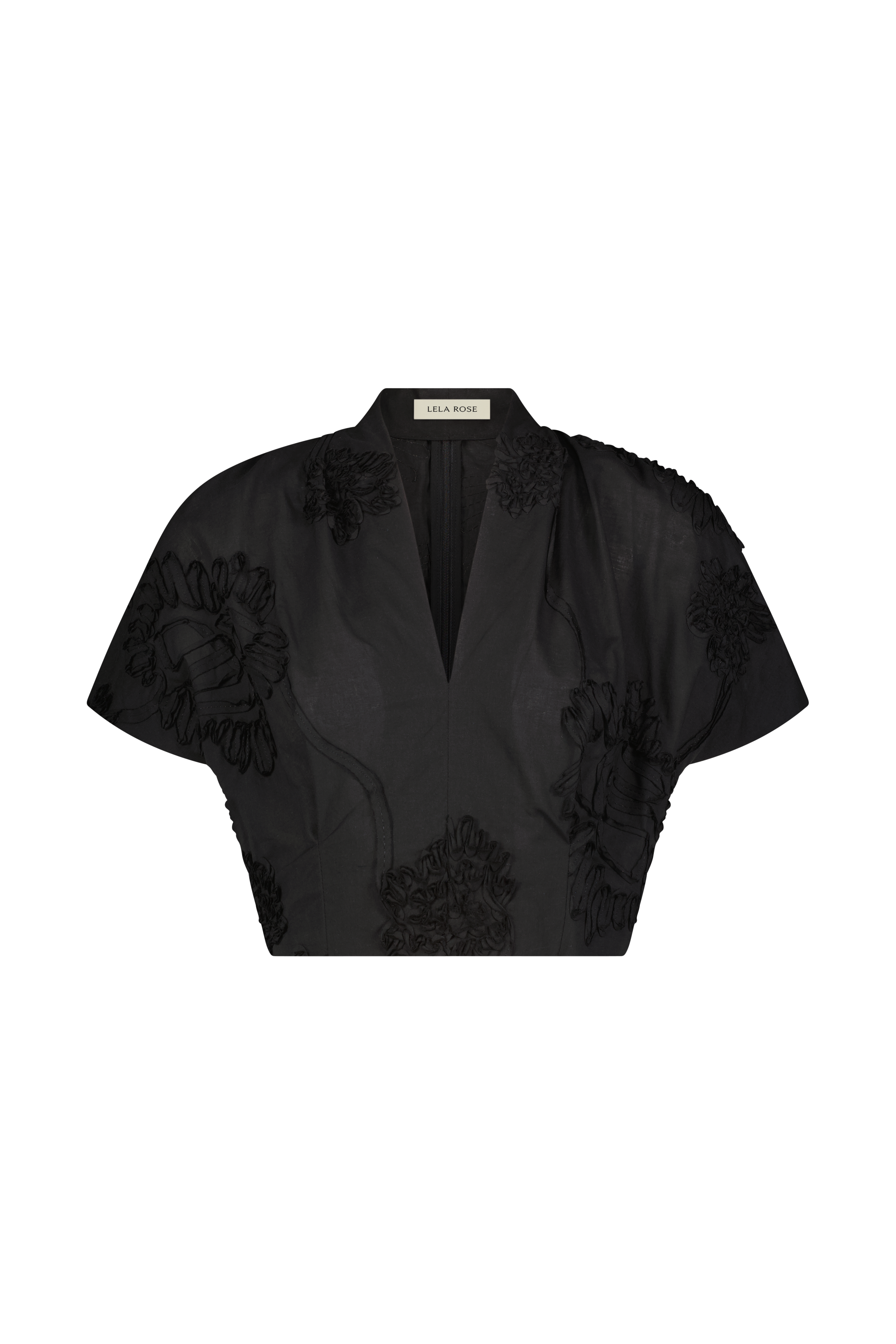 Ribbon Embroidered Cotton V-Neck Top – Lela Rose