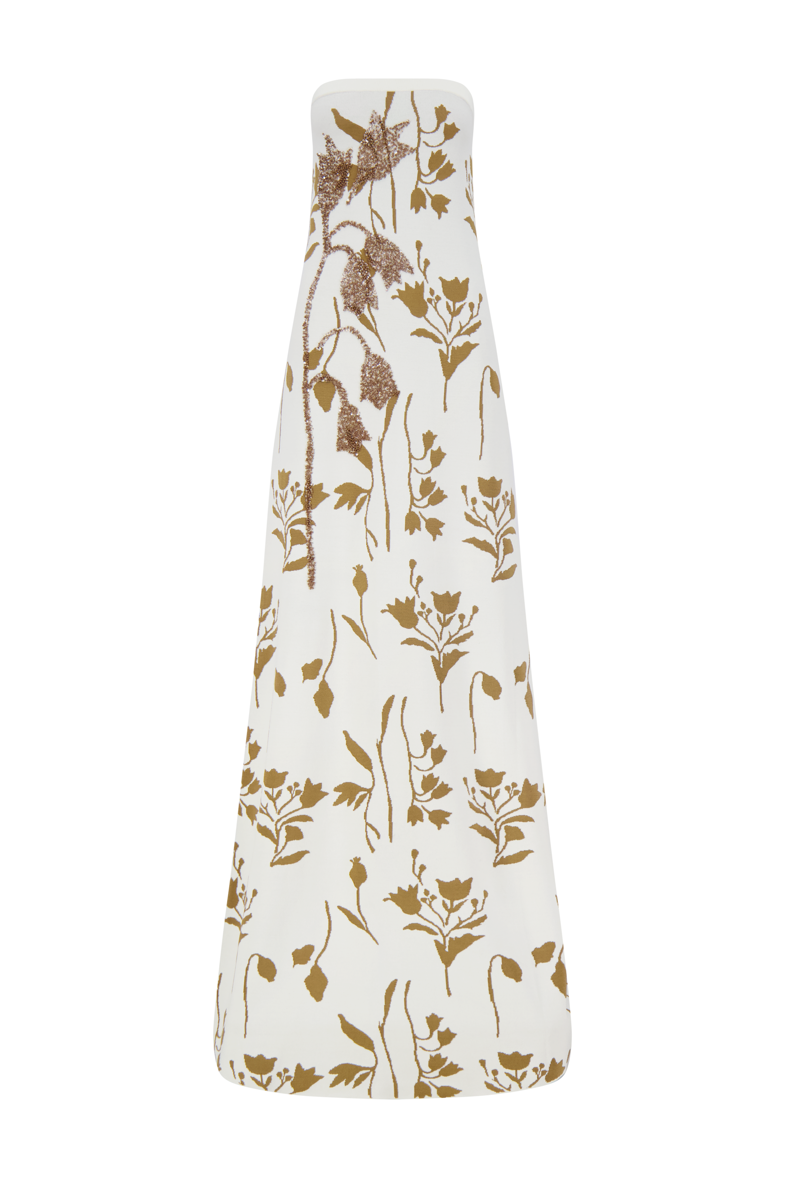 floral jacquard knit dress floral jacquard knit beaded strapless dress