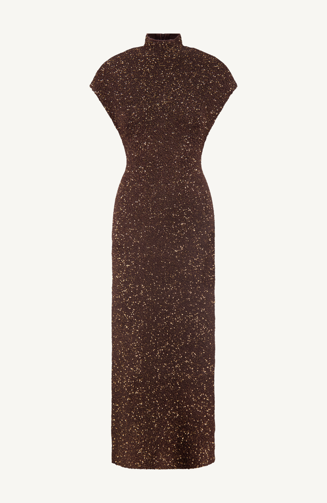 Sequin Knit Mock Neck Dress Chocolate / XXS / F25KN3751