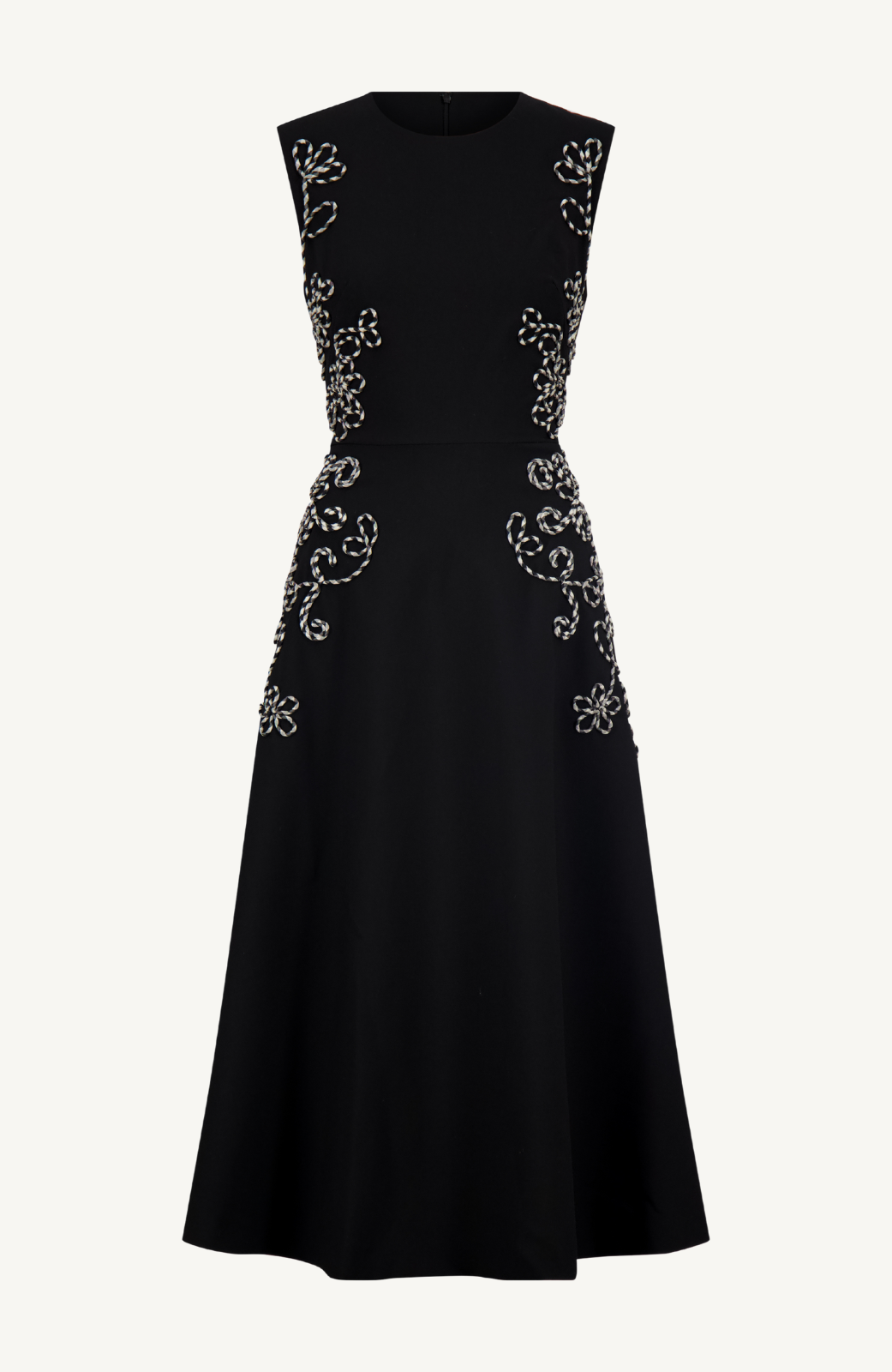 Lela Rose Corded Embroidery A-line Dress - Black Lela Rose Corded Embroidery A-line Dress - Black